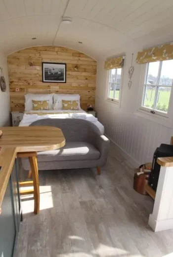 herd wick shepherd hut - alpaca themed