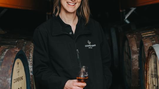 Founder Abbie in the cask store