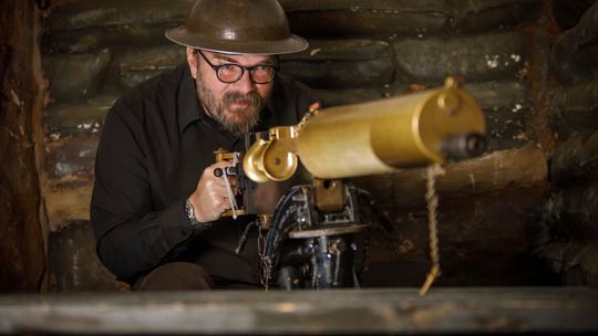 Man in York Army Museum trench2
