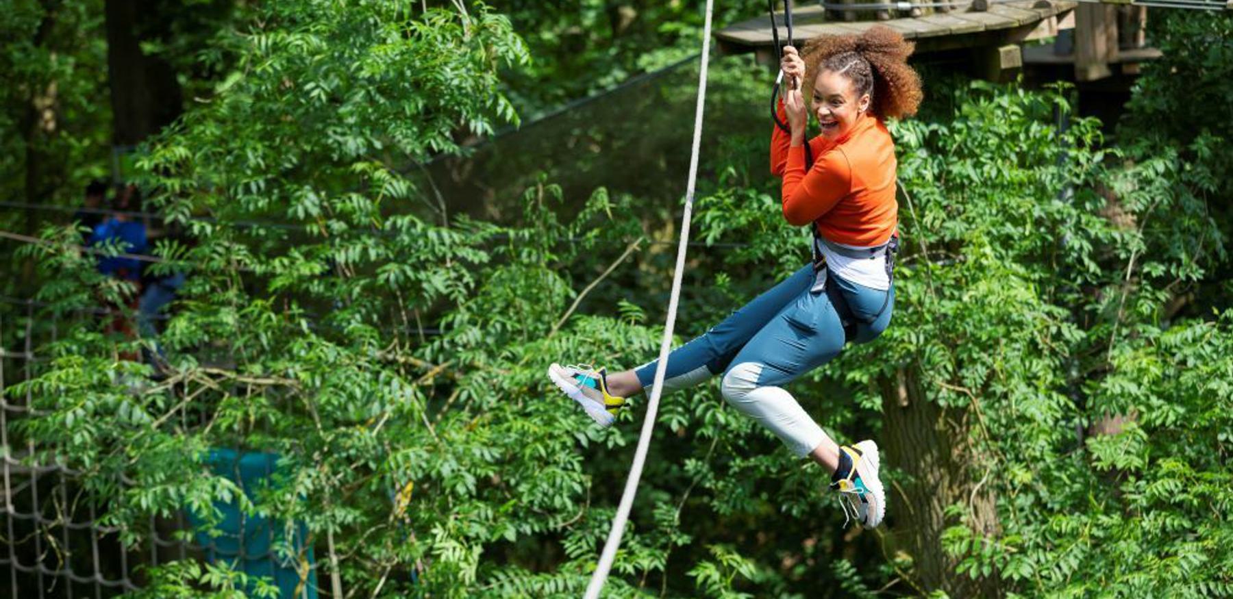 Tarzan Swing on Treetop Challenge at Go Ape Dalby