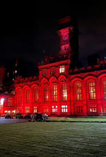 Spectra Carlton Towerswith Red Lighting