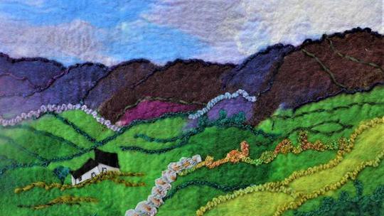 Looking across the magnificent moors Original framed felted artwork