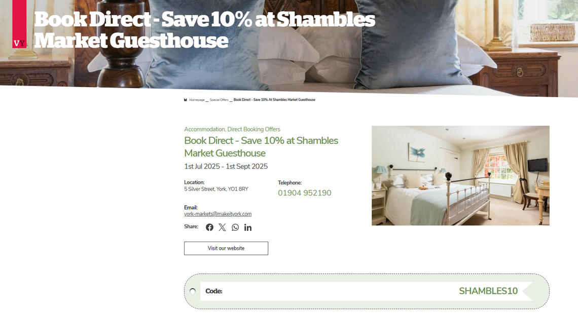 First Booking Offer How To Create Accommodation Direct Booking Offers | Visit York